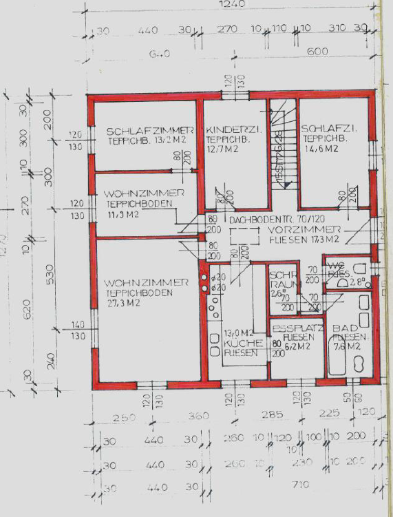 Bauplan Wohngeschoss